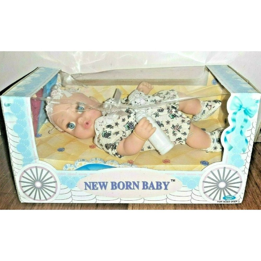Vintage Baby Girl Rubber Doll 1990 Cititoy New Born New In Box
